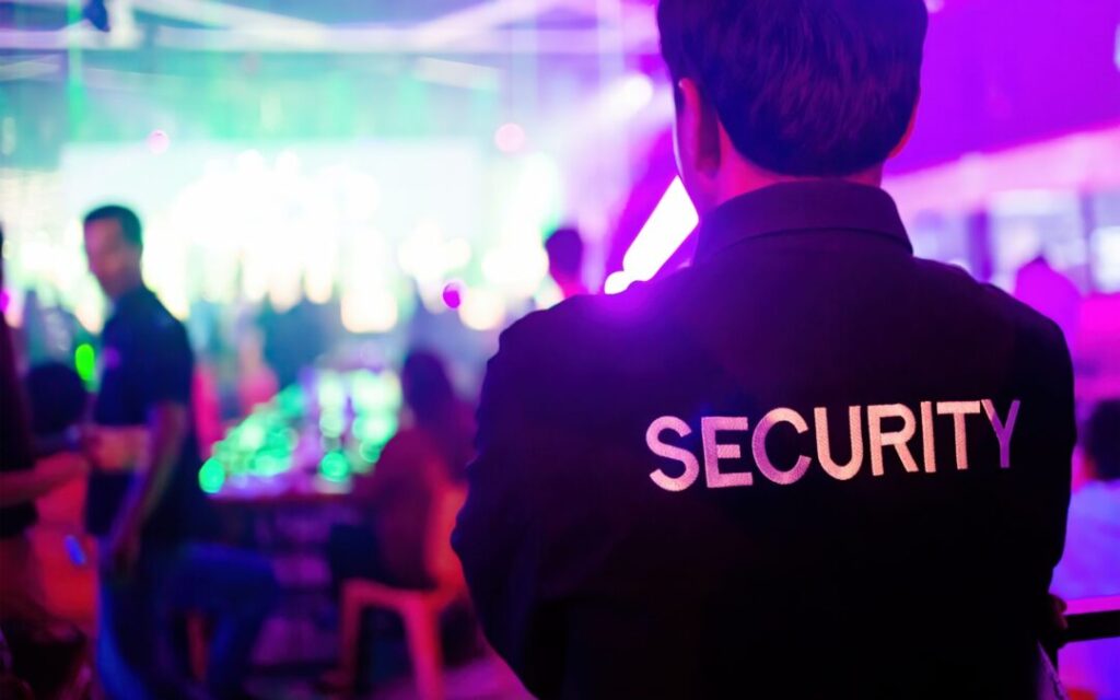 Security guard on duty in a club