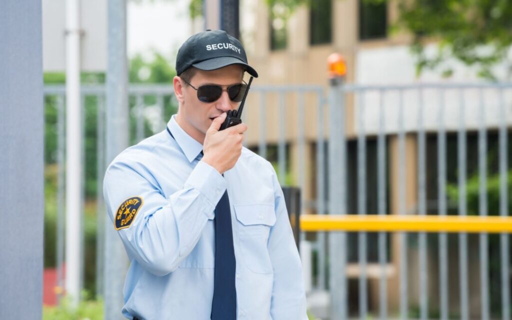 Security Guard on Phone